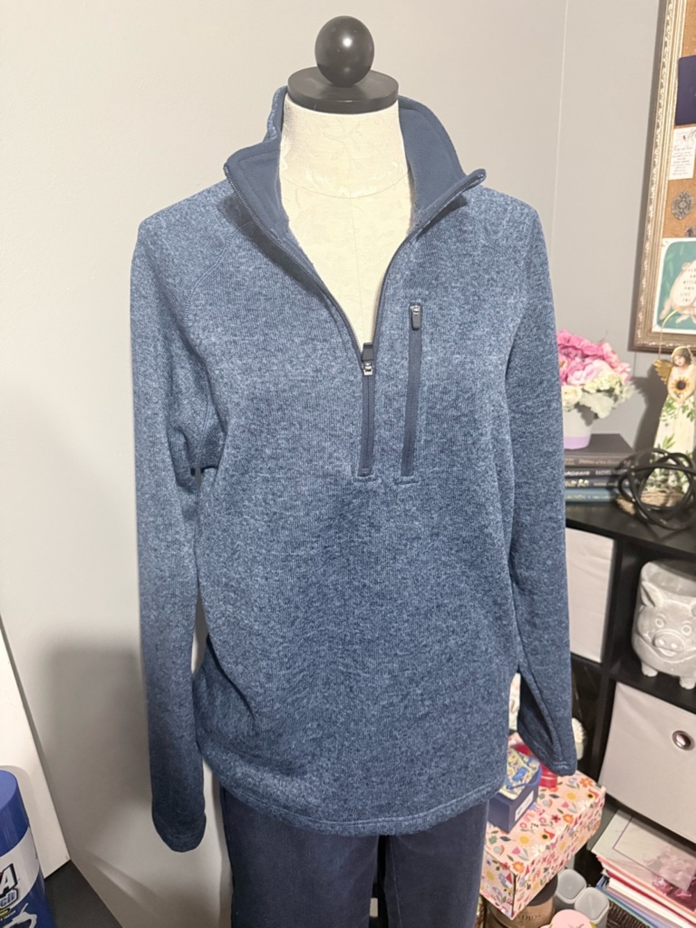 Eddie Bauer Men's Navy Heather Half-Zip Fleece